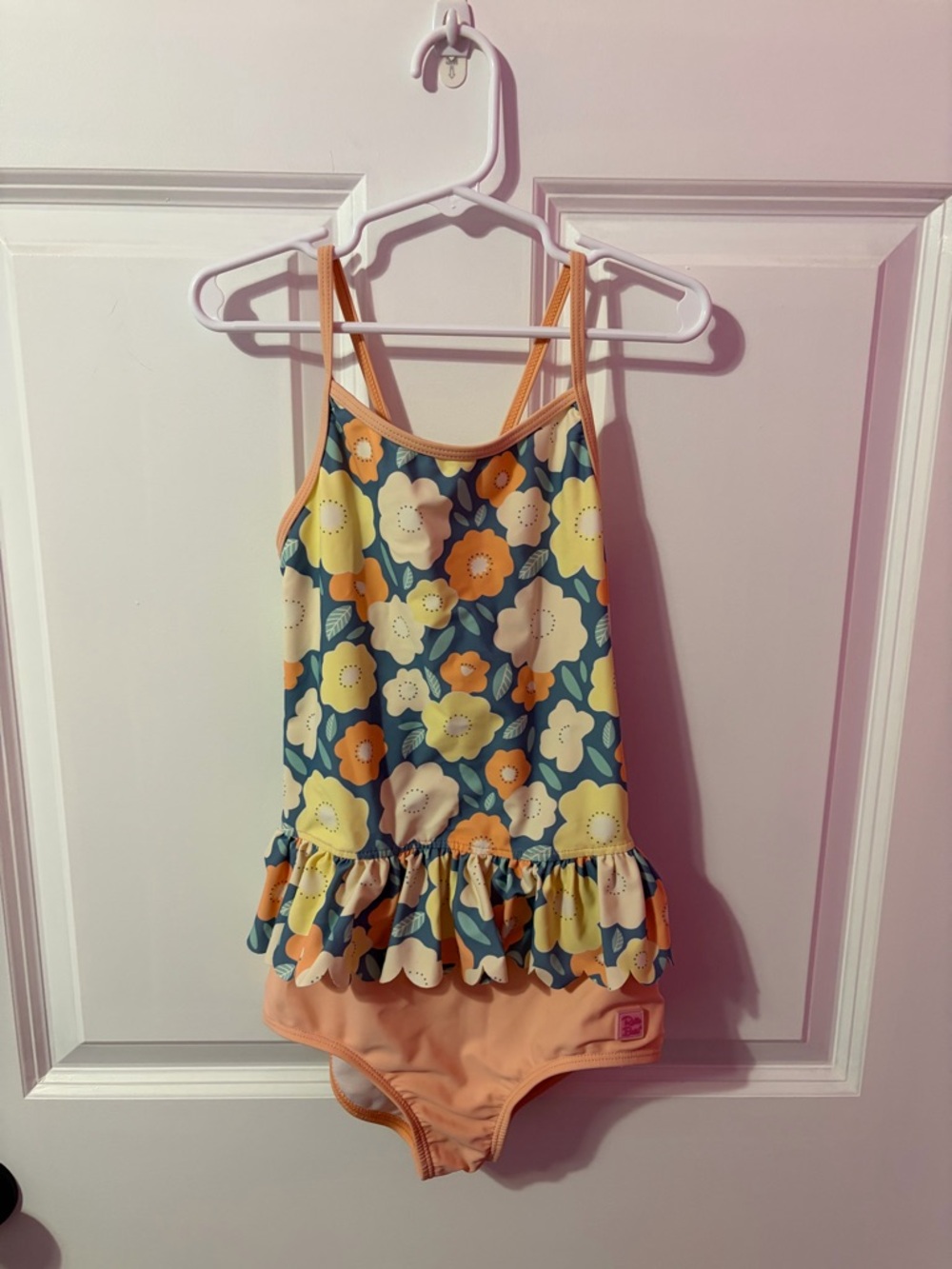 Ruffle Butts Pink and Peach Girls' Swimsuit